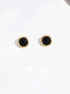 Retro Gold-Plated Black Round Earrings