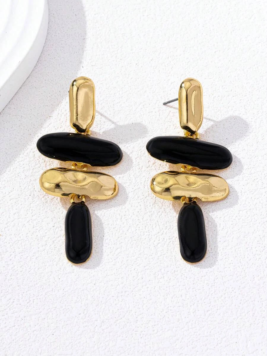 Asymmetrical Geometric Enamel Drop Earrings