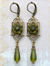 Vintage Water Drop Green Cubic Zirconia Earrings