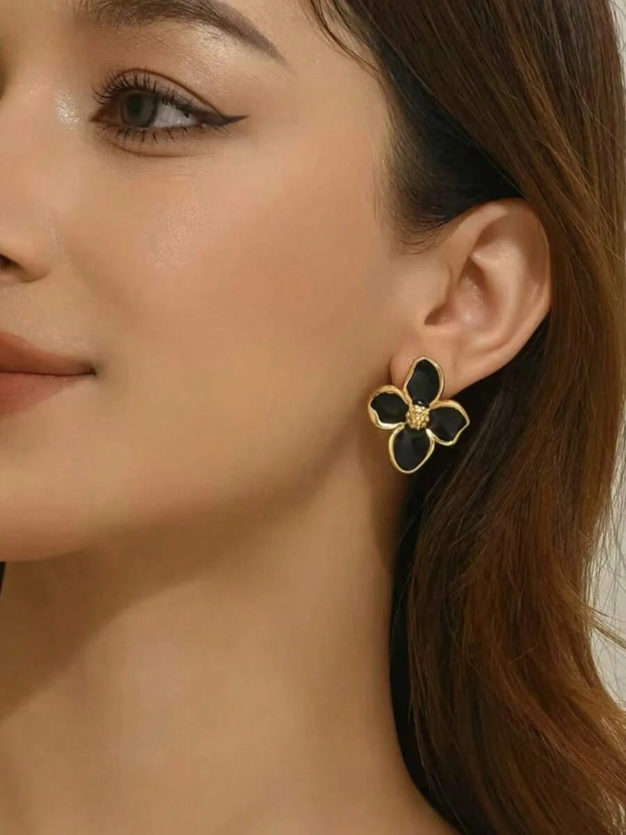 Elegant Stainless Steel Flower Earrings