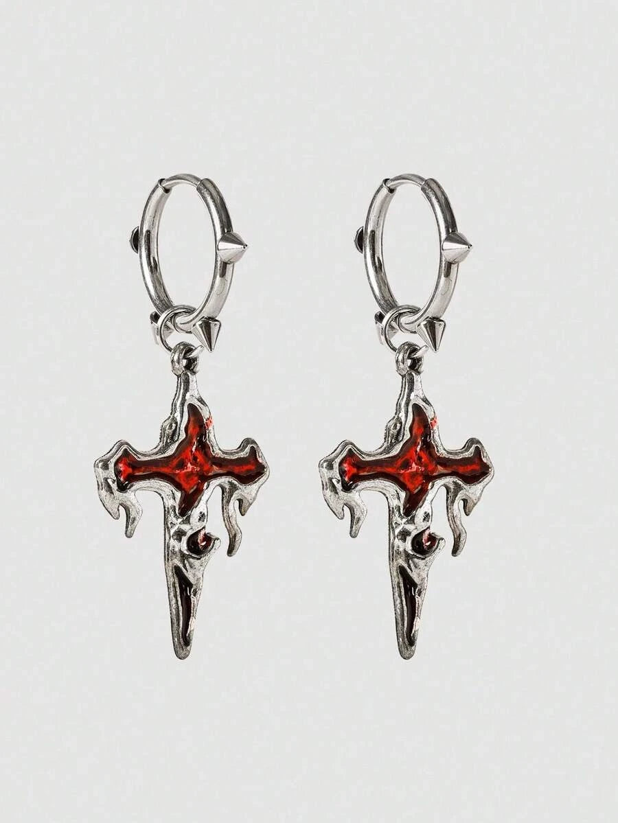 Retro Gothic Crescent Moon Drop Earrings