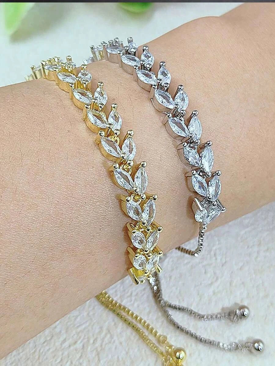 Gold Cubic Zirconia Chain Bracelet
