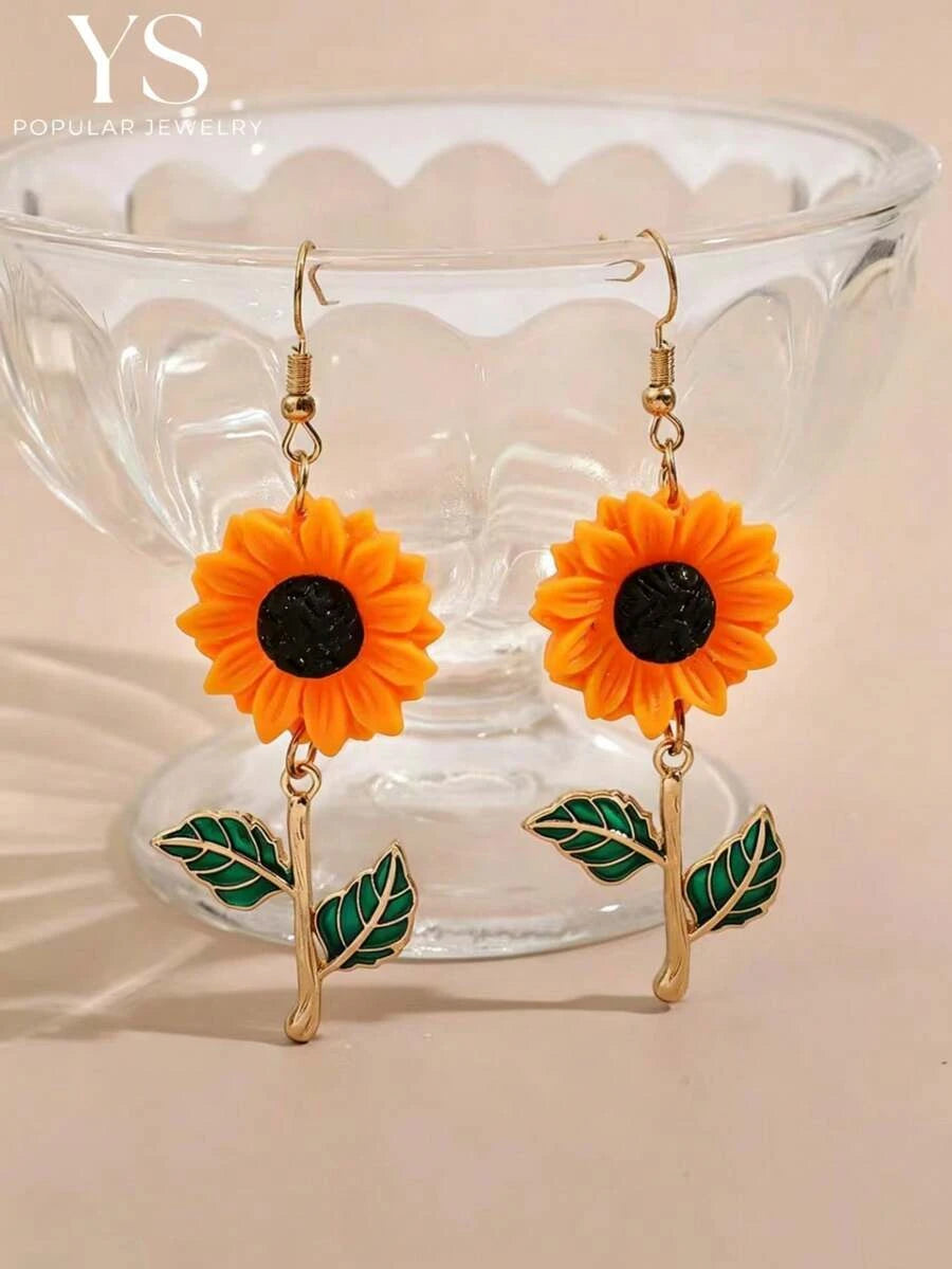 Vintage Sunflower Alloy Earrings