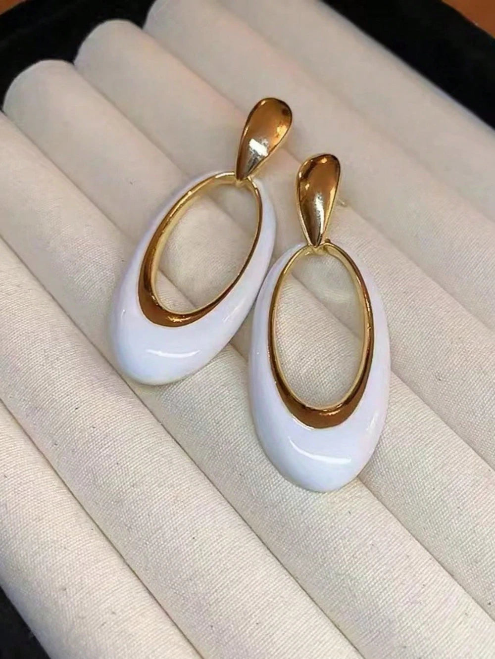 Burgundy Oval Drop Earrings