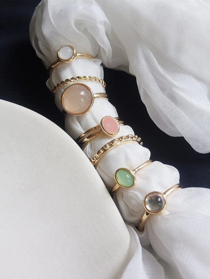 Multicolor Round Ring Set