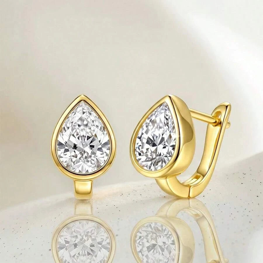 French Vintage Water Drop Zirconia Earrings