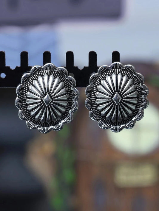 Vintage Carved Geometric Earrings