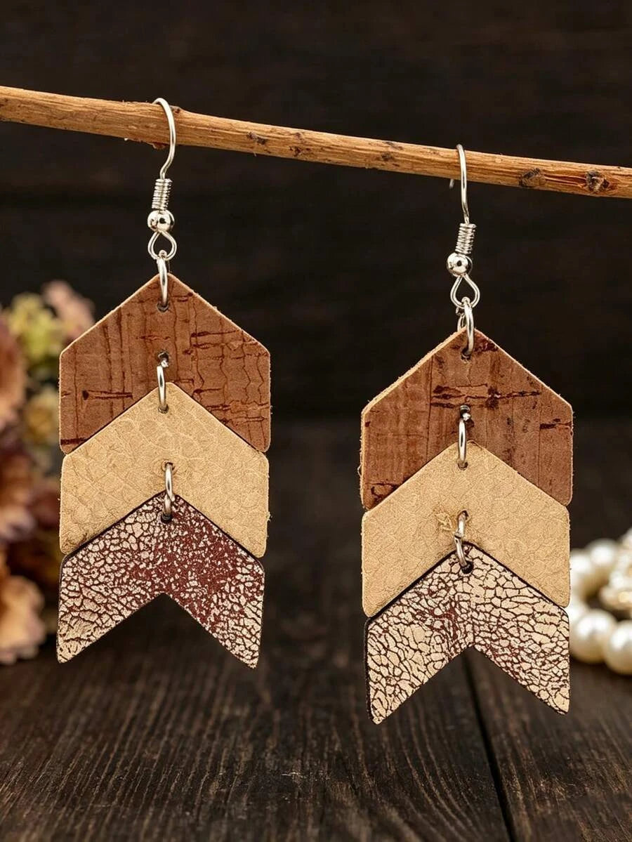 Western Style Patchwork Arrow Earrings