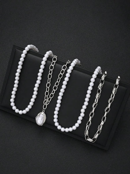 Layered Faux Pearl Necklace Set