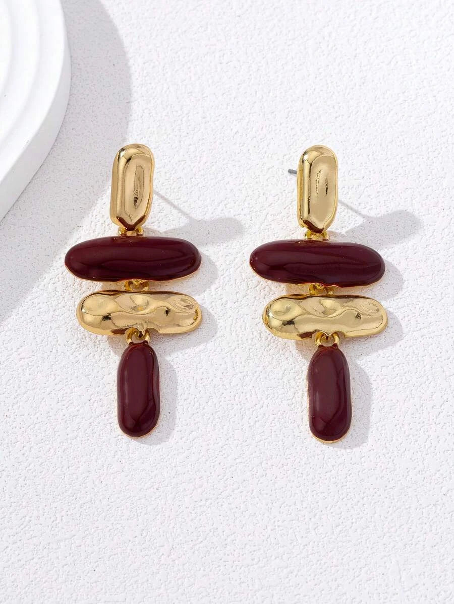 Asymmetrical Geometric Enamel Drop Earrings