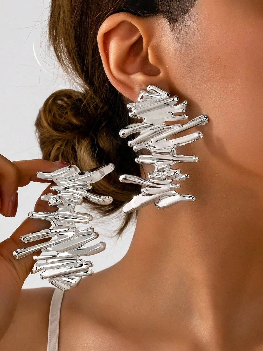 Asymmetrical Hollow Metal Earrings