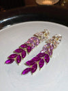 Gradient Purple Leaf Crystal Earrings