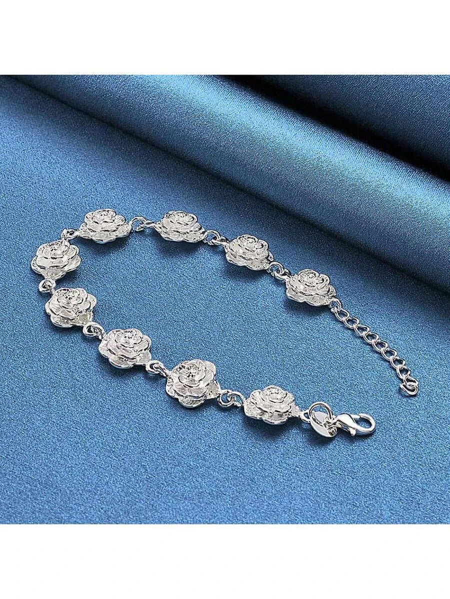Sterling Silver Plated Rose Bracelet