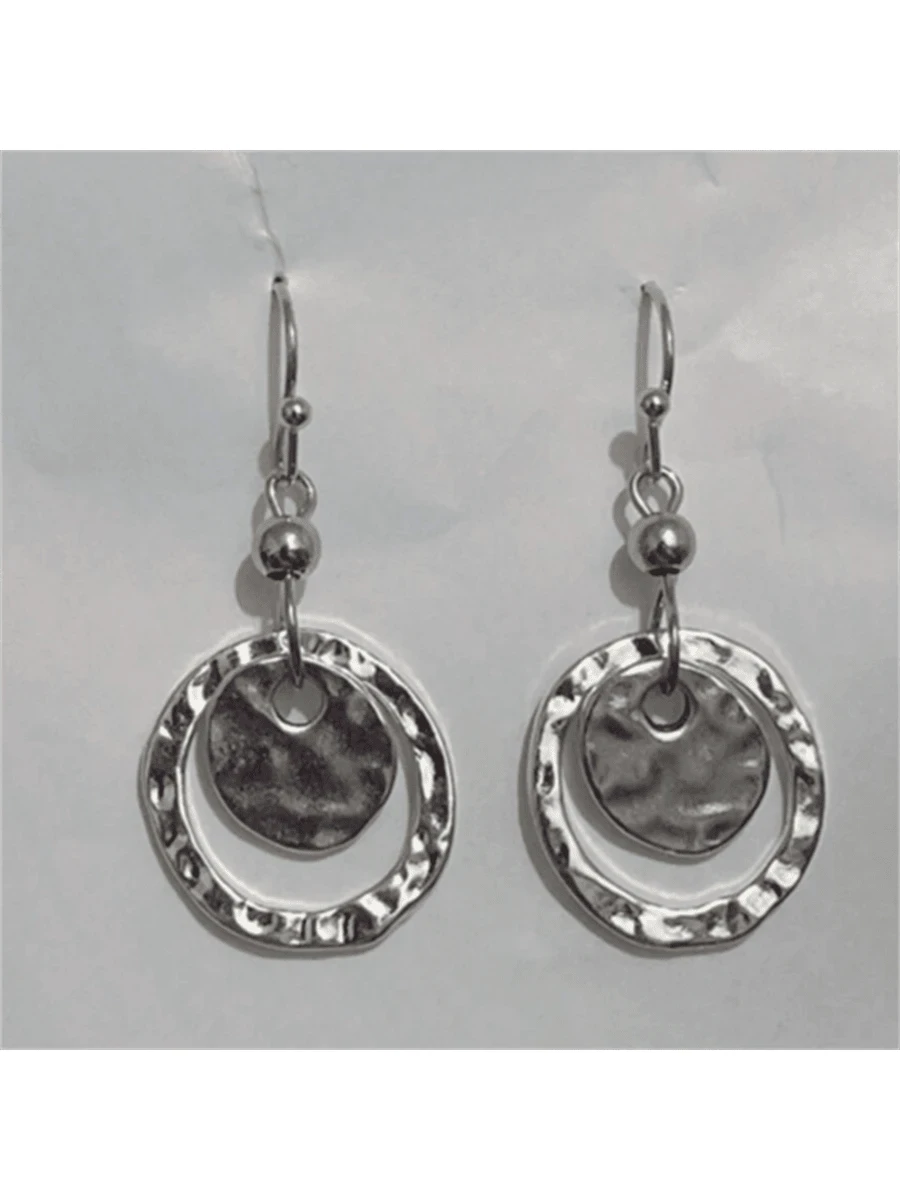 Bohemian Vintage Hollow Round Pendant Earrings