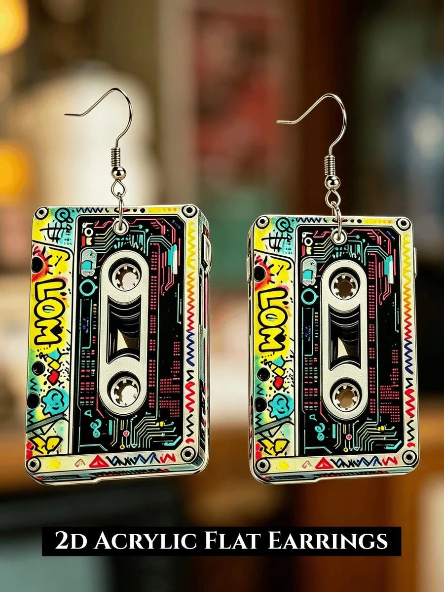 Retro Vinyl Record Drop Earrings