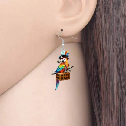 Acrylic Parrot Dangle Earrings
