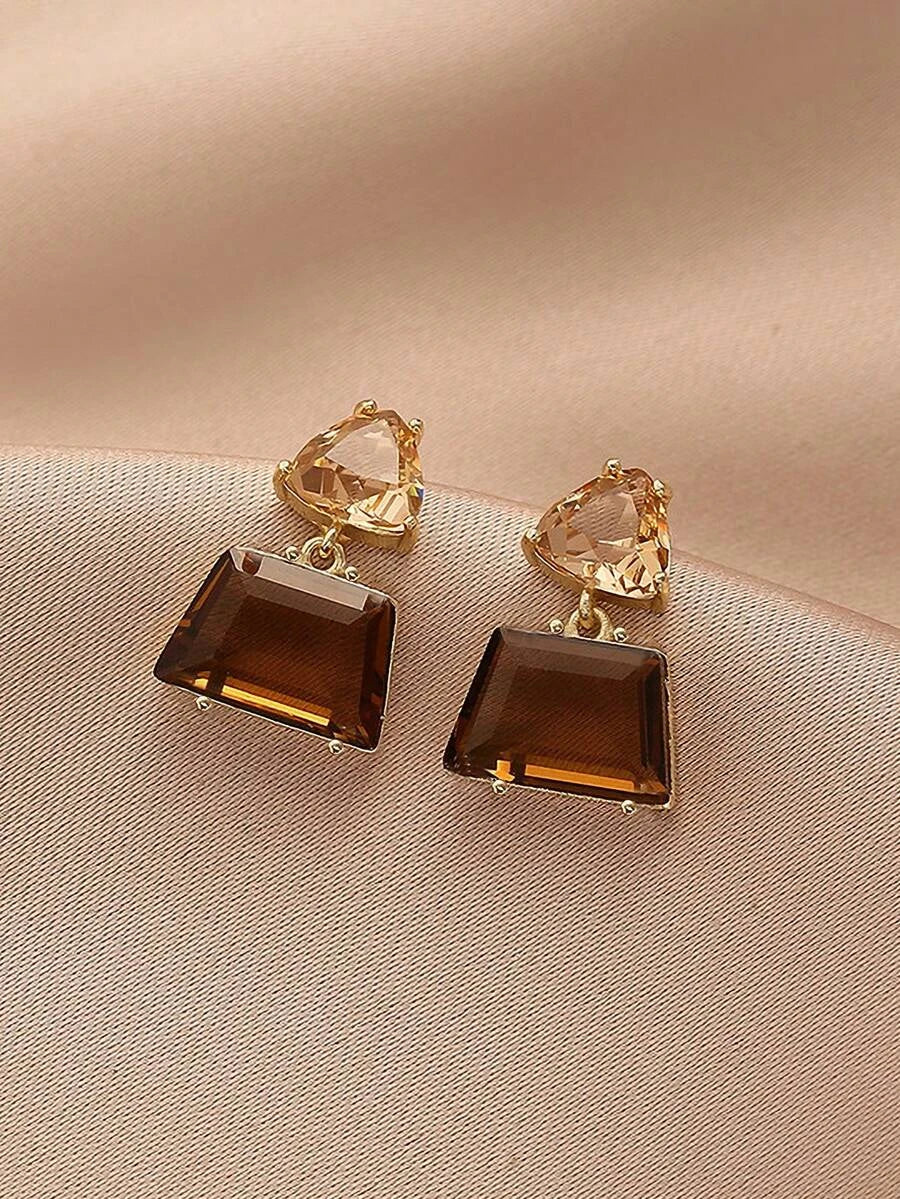 Andkiss Geometric Crystal Drop Earrings