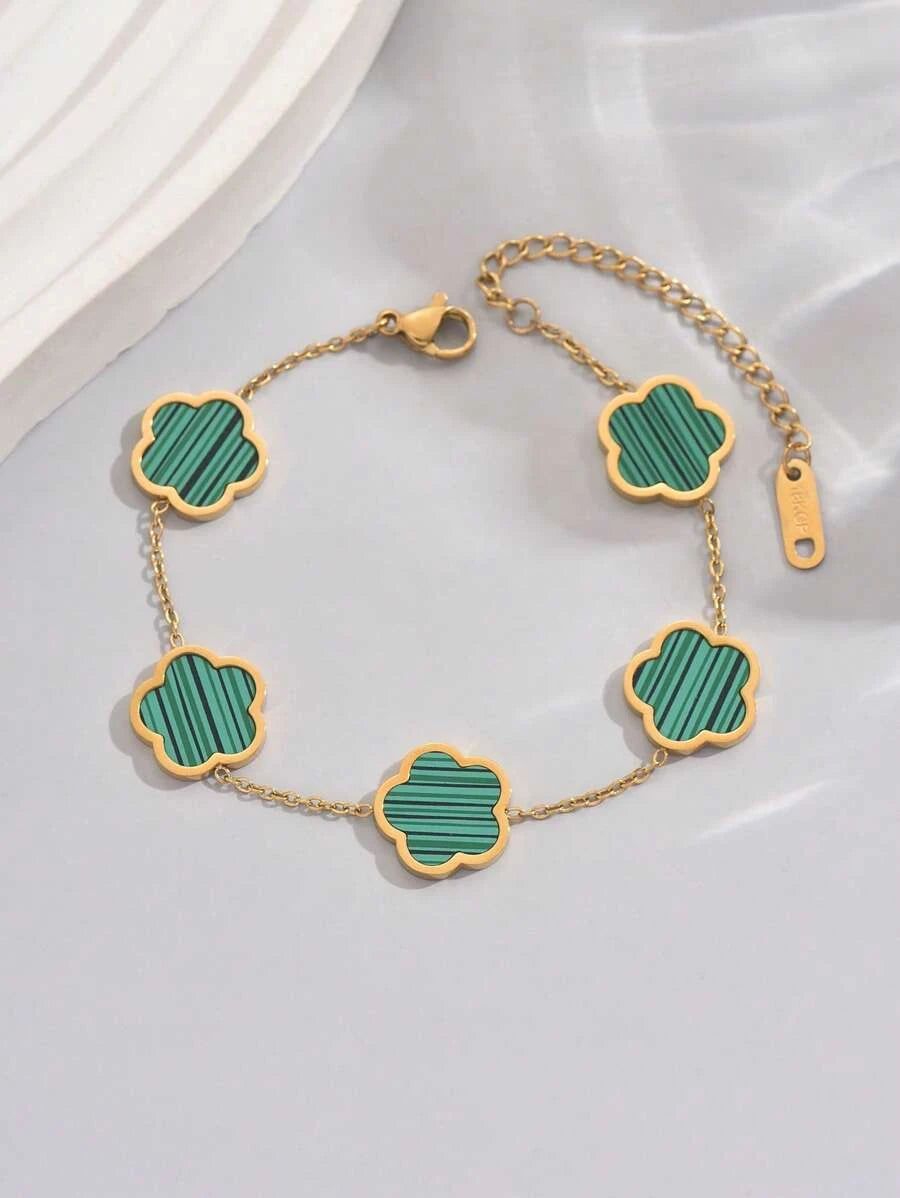 Gold Plated Stainless Steel Flower Bracelet