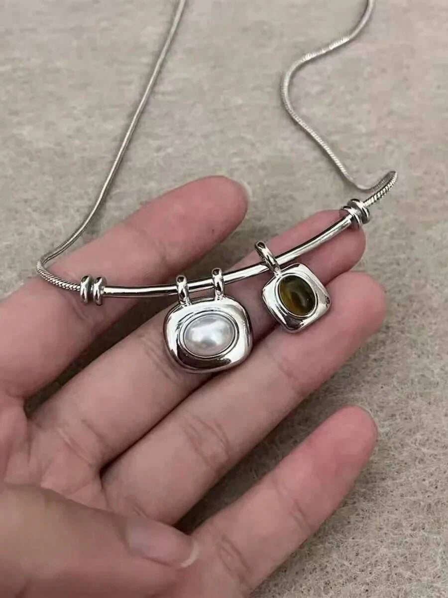 Korean Retro Geometric Tiger Eye Ring