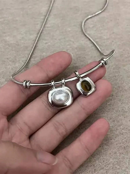 Korean Retro Geometric Tiger Eye Ring