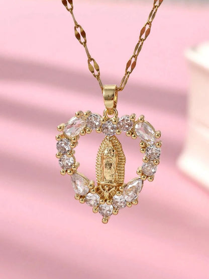Stainless Steel Virgin Mary Pendant Necklace
