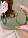 Red Drip Glaze Teardrop Hoop Earrings