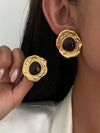Vintage French Asymmetrical Geometric Gemstone Stud Earrings