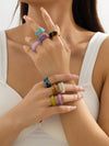 Vintage Acrylic Fashion Rings Set
