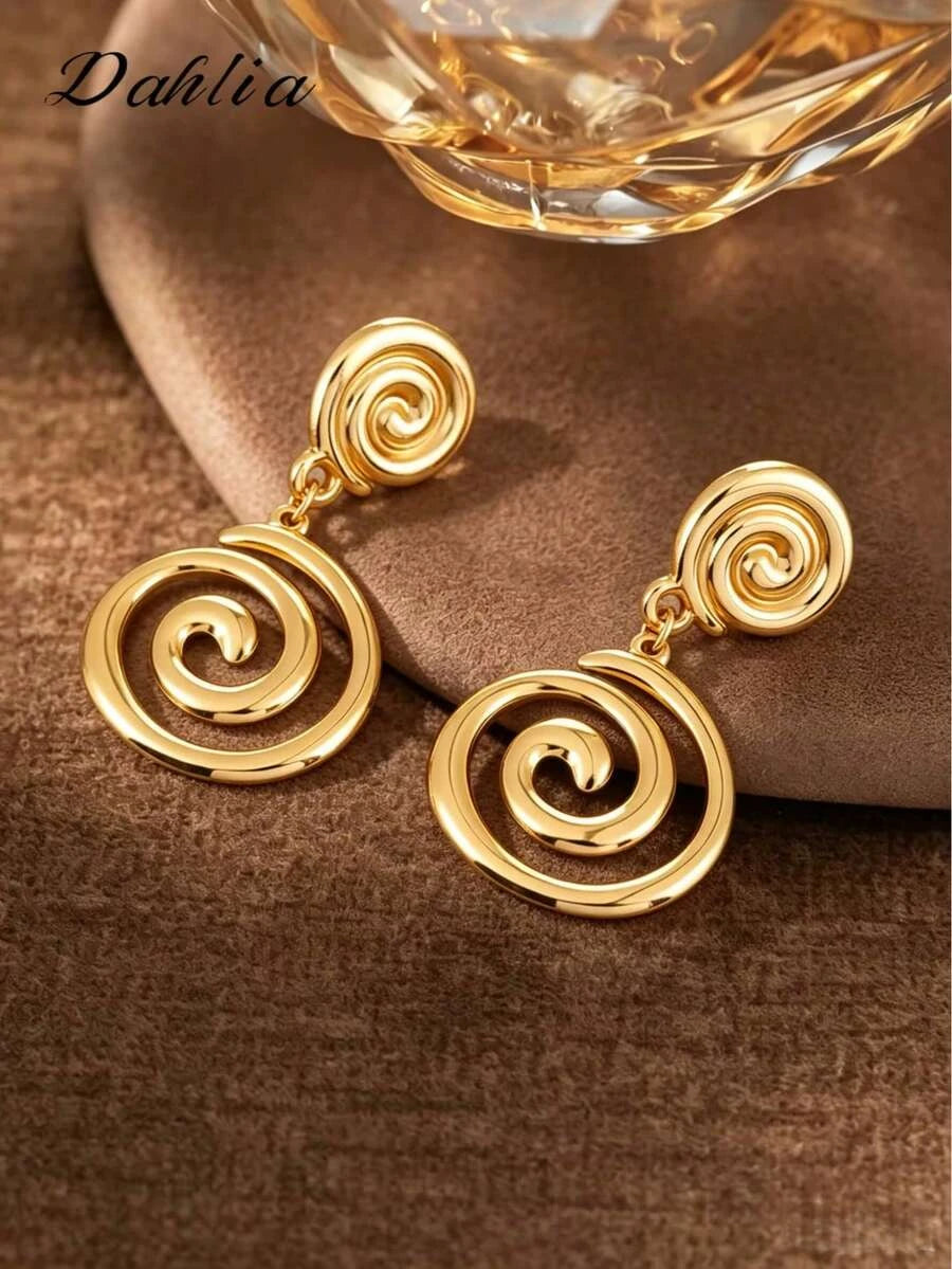 Gold Abstract Swirl Earrings