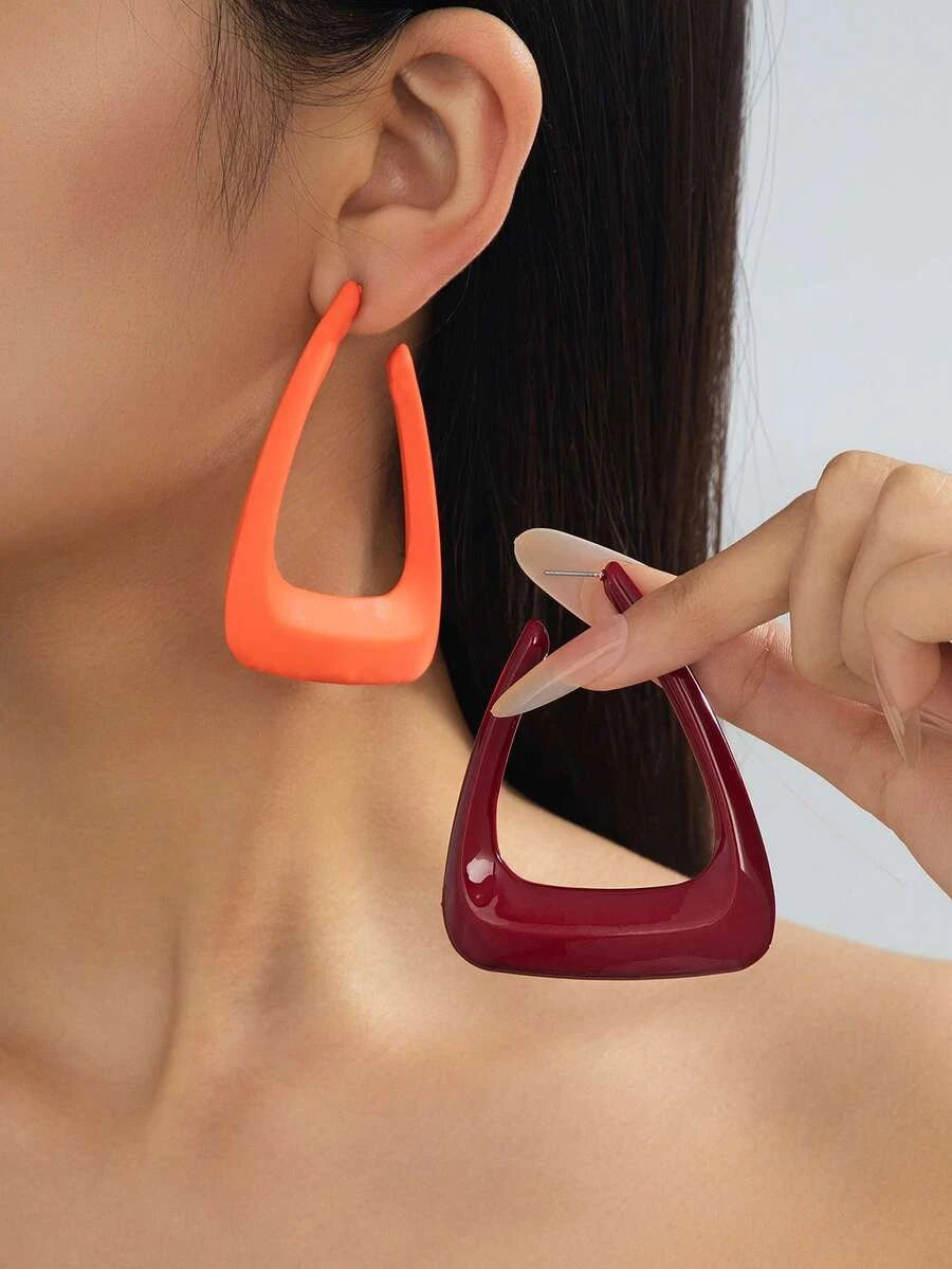 Geometric Design Hoop Earrings