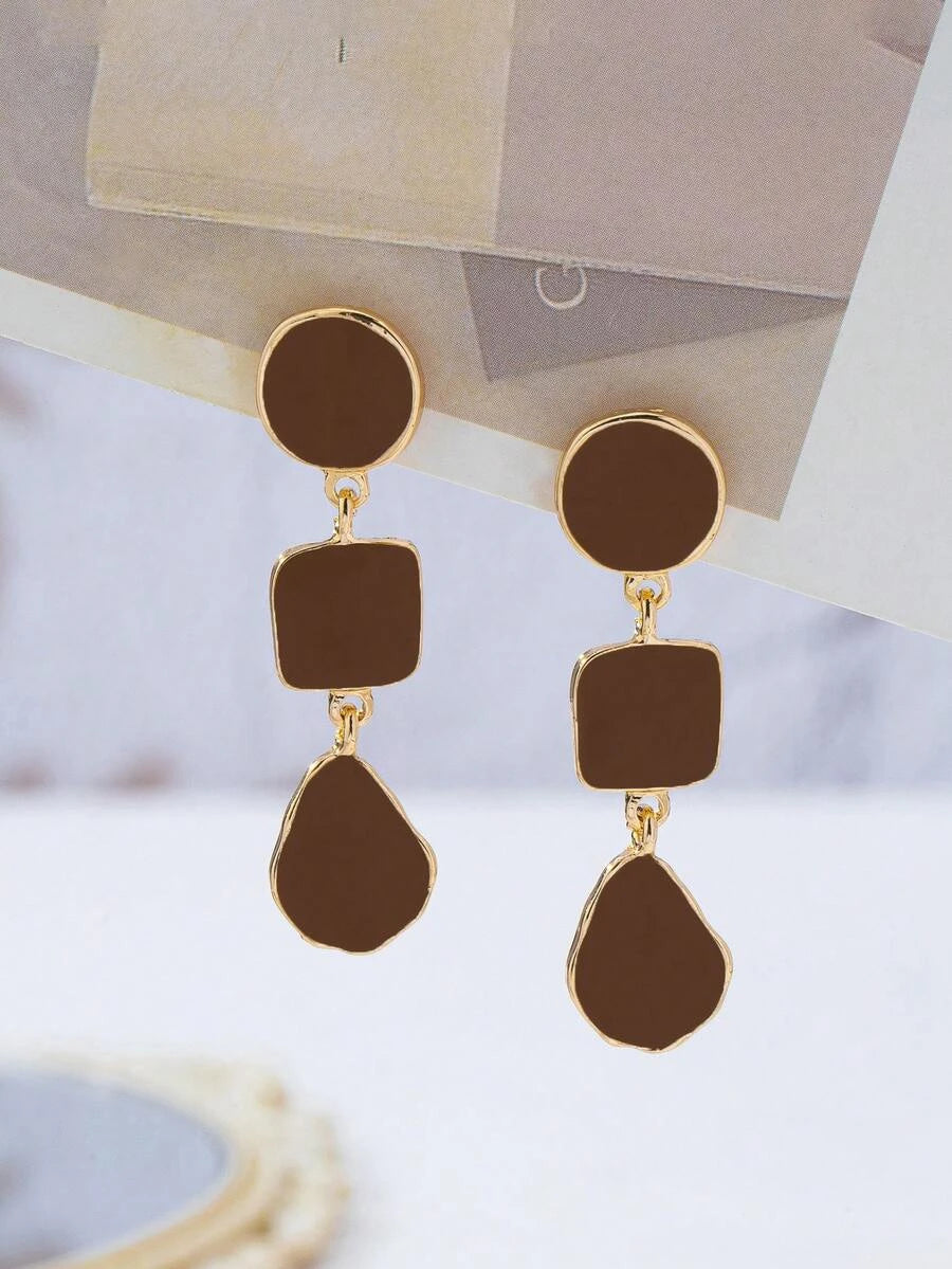 Vintage Geometric Asymmetrical Drop Earrings