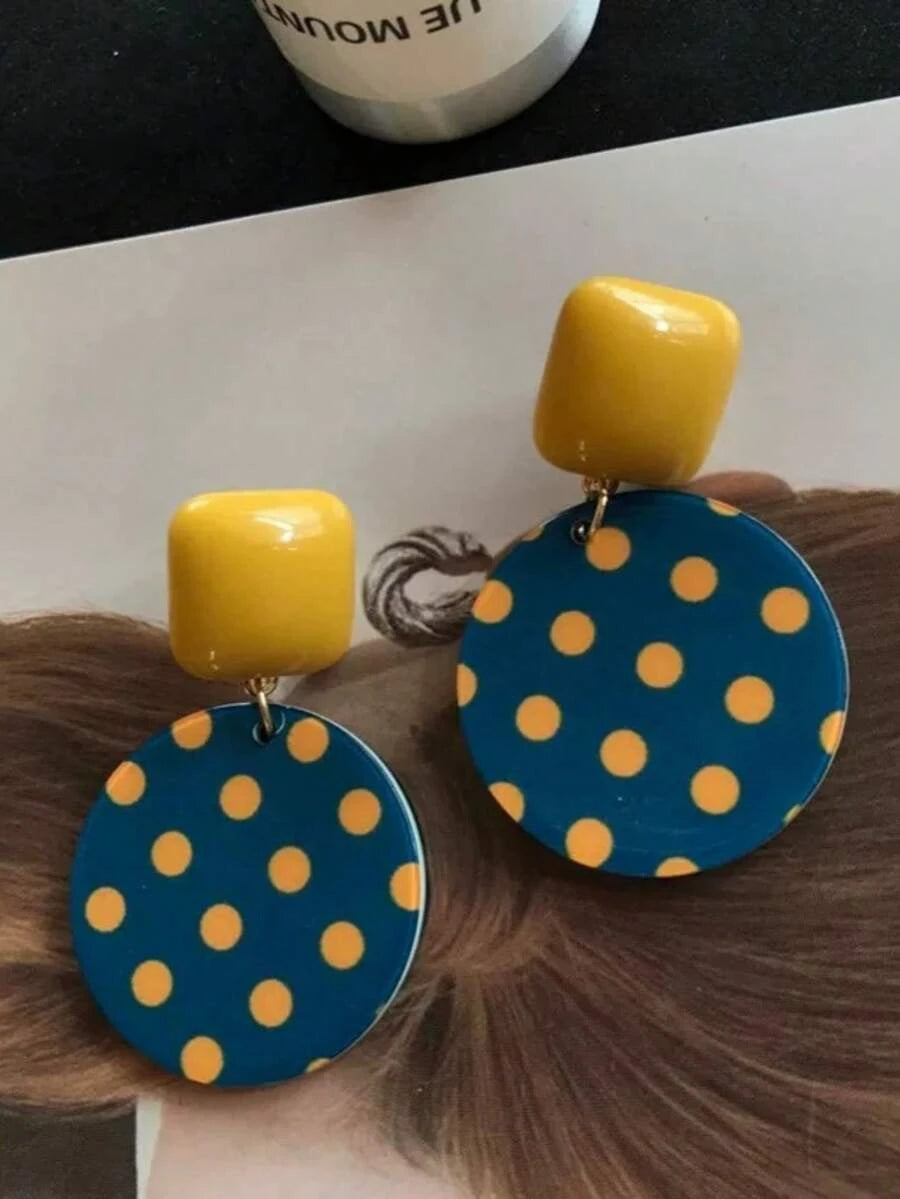 Square Yellow Resin Earrings