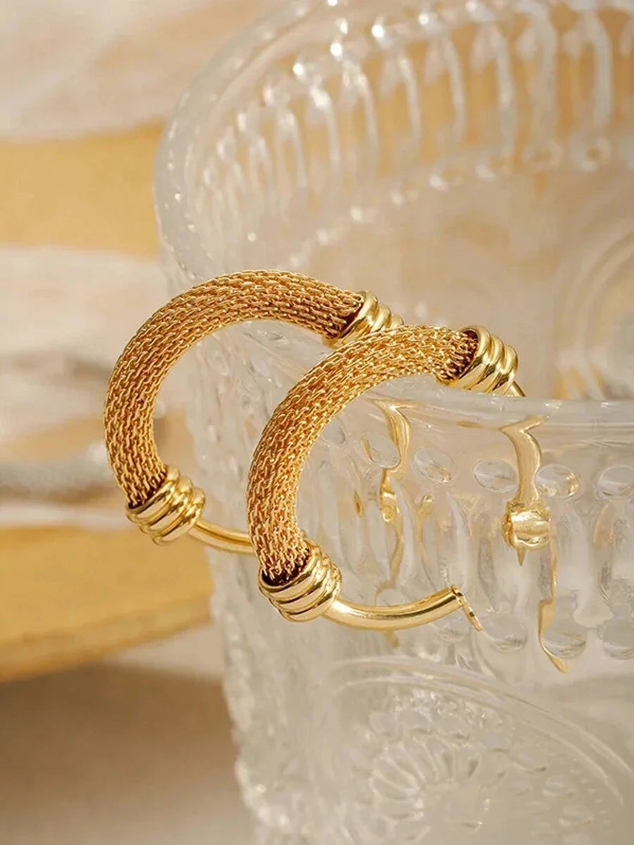 Vintage Stainless Steel Hoop Earrings