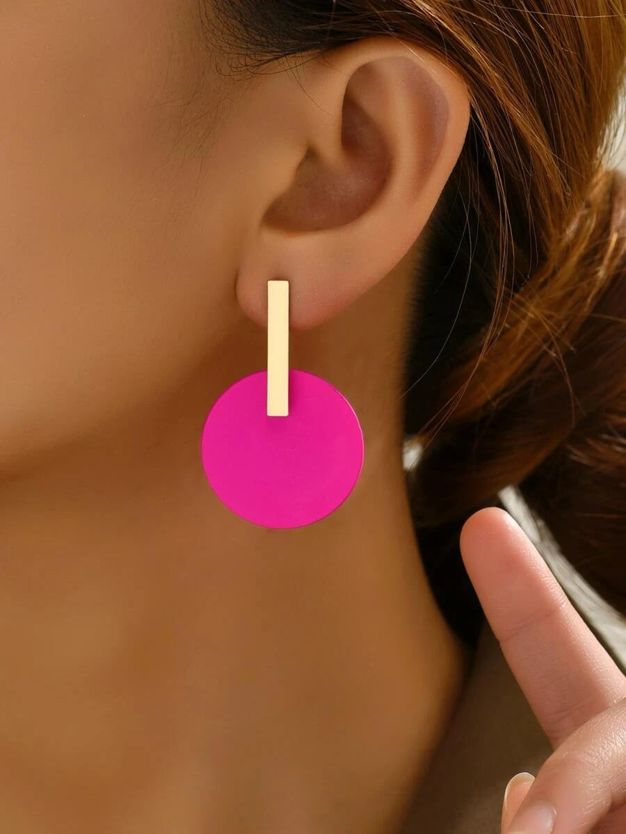 Geometric Enamel Circle Stud Earrings