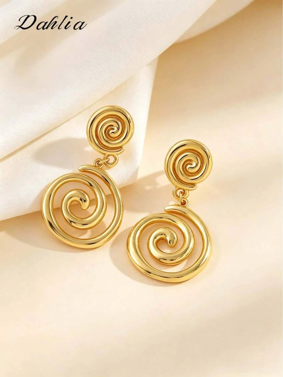 Gold Abstract Swirl Earrings
