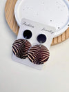 Retro Zebra Print Round Pendant Earrings