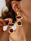 French Vintage Glazed Asymmetrical Geometric Earrings