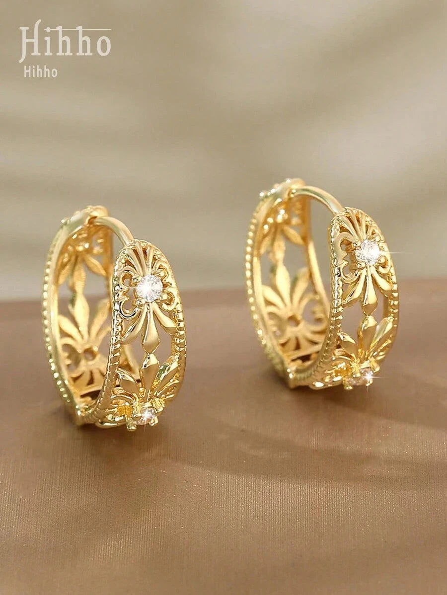 Vintage Hollow Geometric Circular Earrings