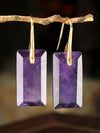 Natural Amethyst Square Pendant Earrings