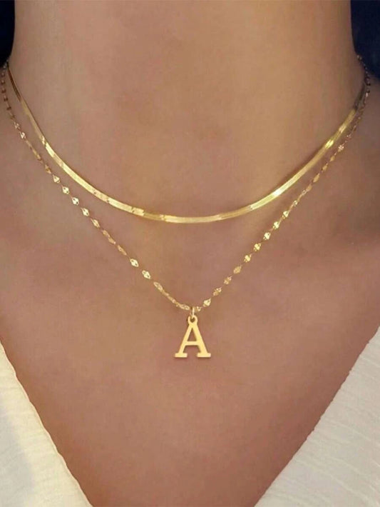 Double Stainless Steel Initial Necklace