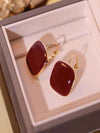 Red French Vintage Geometric Square Earring