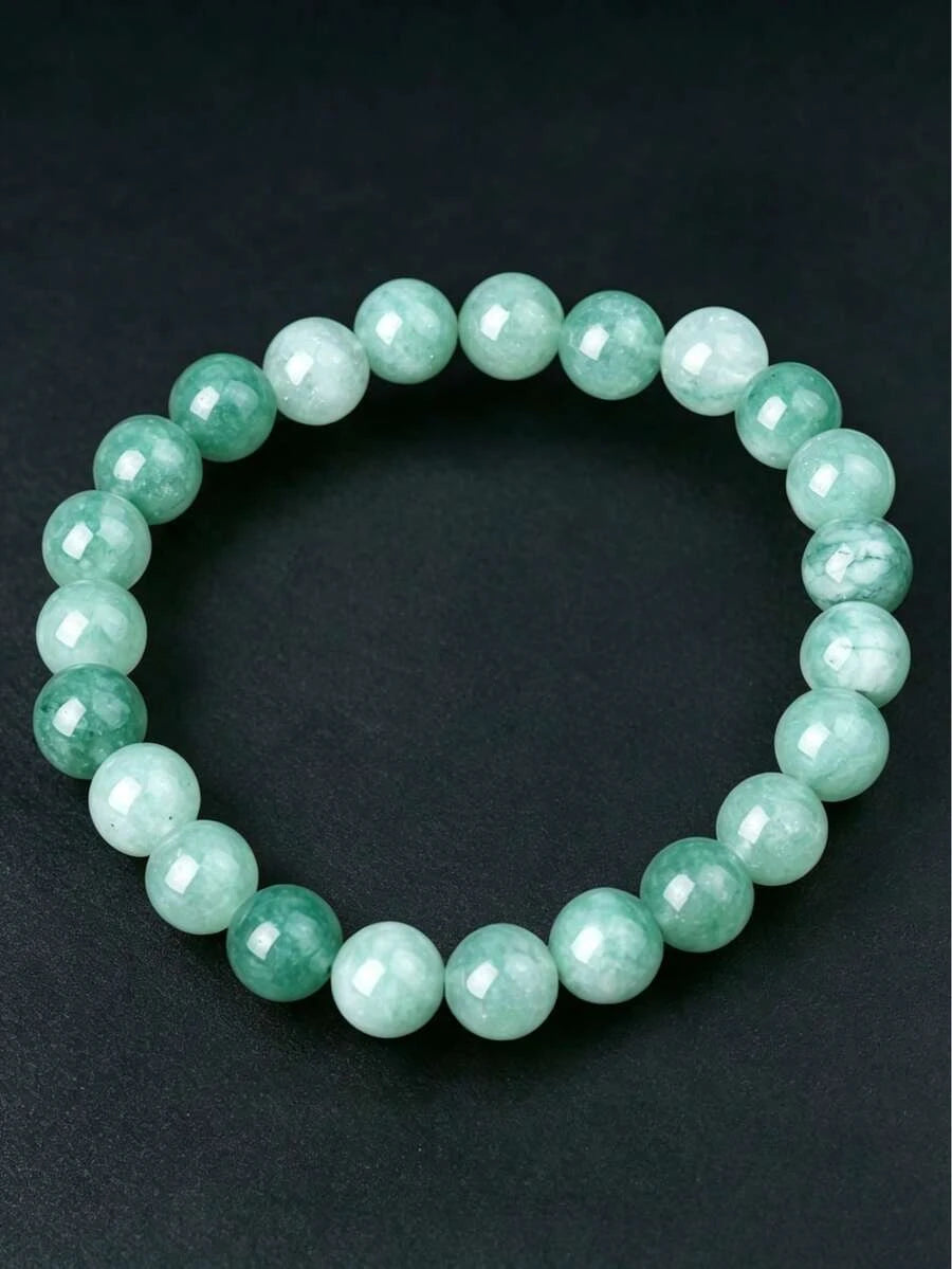 Natural Green Jade Beaded Bracelet