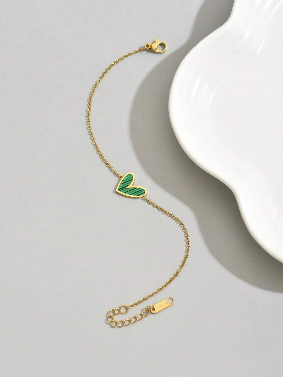 Gold Plated Stainless Steel Asymmetrical Heart Bracelet
