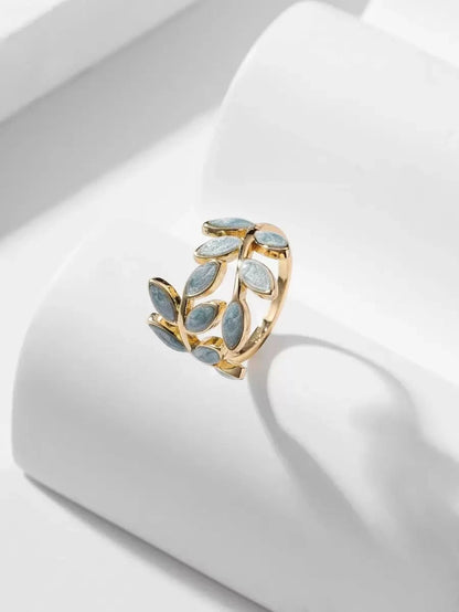 Color Block Leaf Cuff Ring