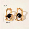 Geometric Oval Faux Pearl Stud Earrings