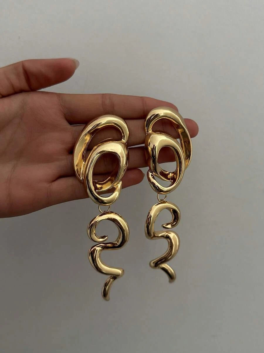 Retro Gold Abstract Spiral Earrings