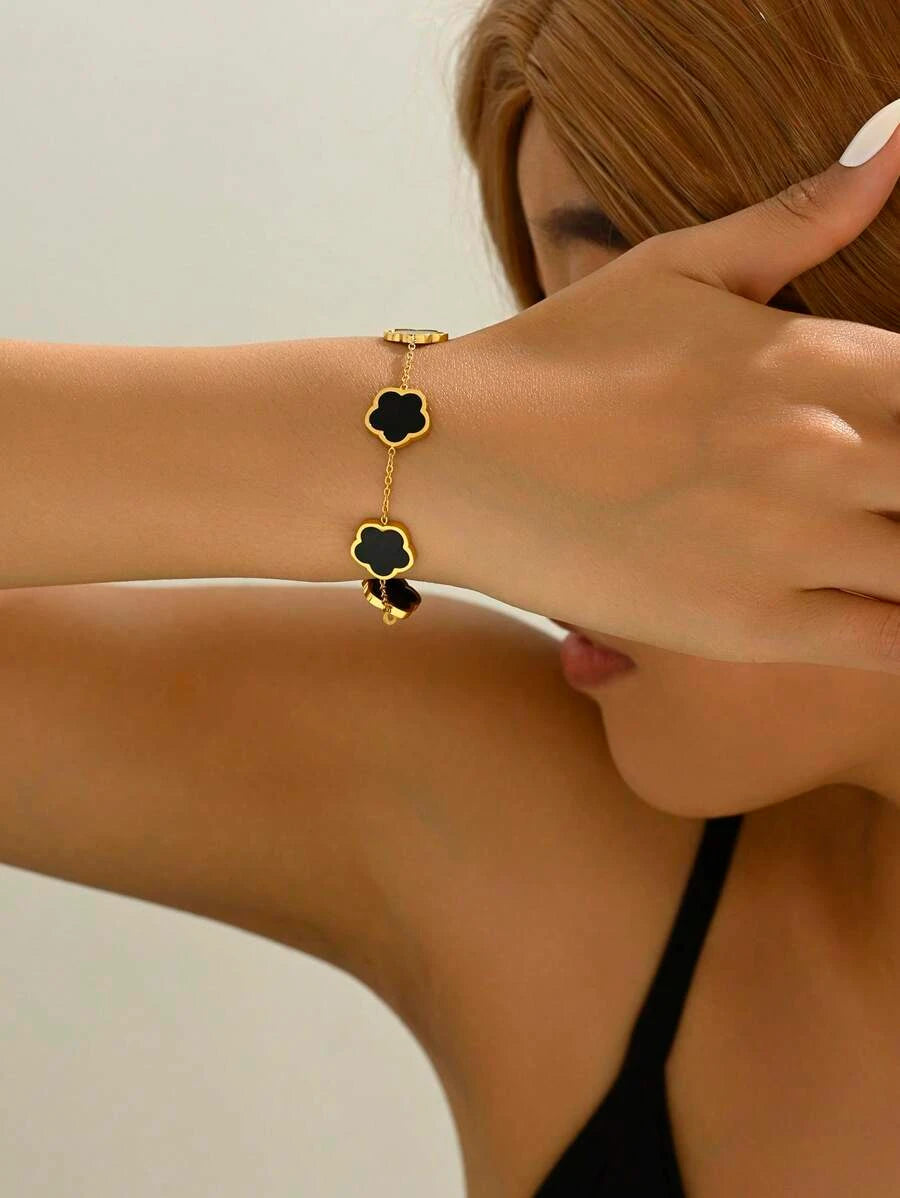 Gold Plated Stainless Steel Flower Bracelet