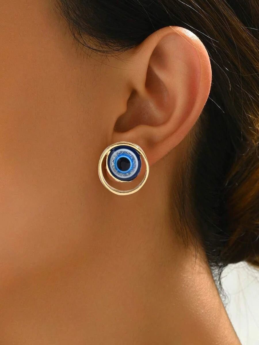 Minimalist Turkish Blue Eye Earrings