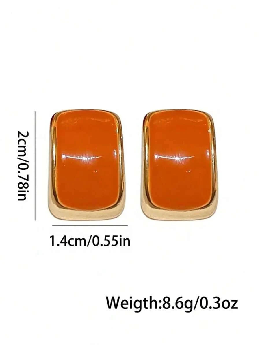 Geometric Oil Drip Square Earrings