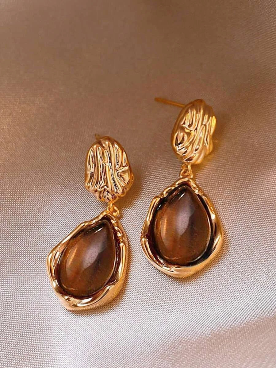 French Vintage Resin Water Drop Earrings